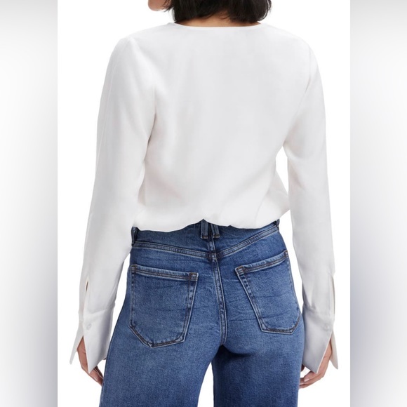 NWT Good America Satin White Blouse Size 0/XS - Picture 2 of 6